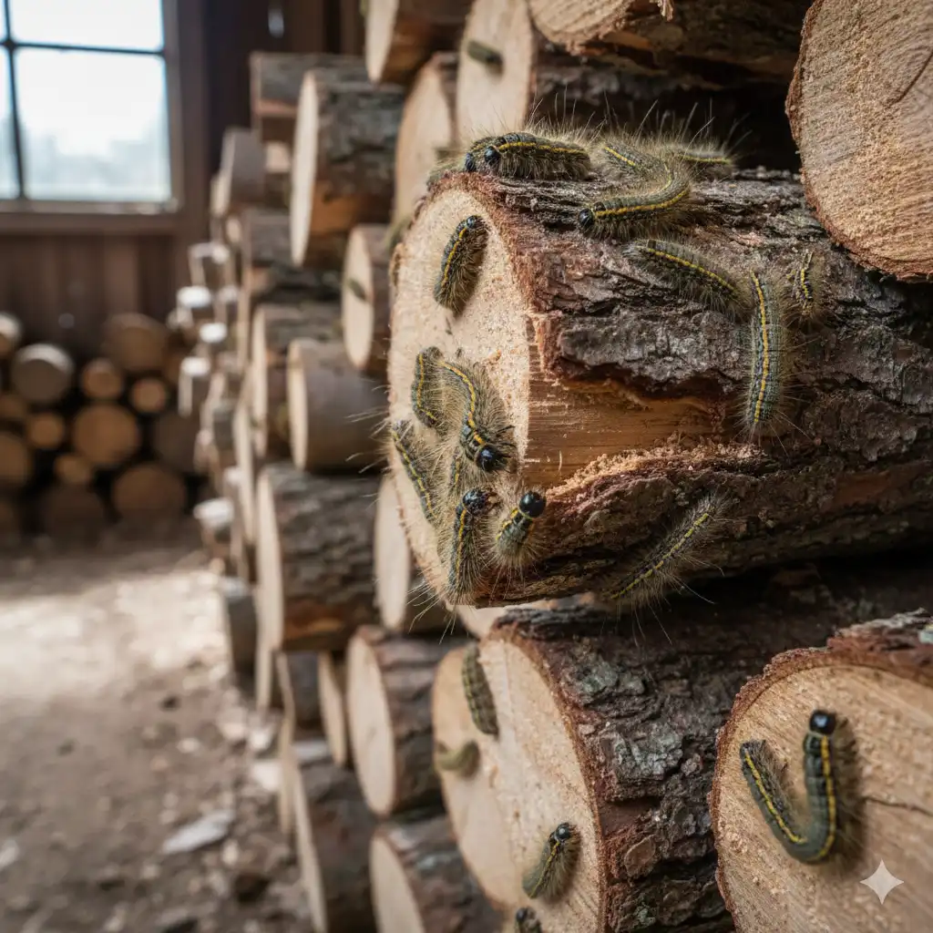 chenilles processionnaires du chêne bois de chauffage