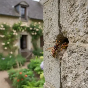guepes et frelons dans le mur