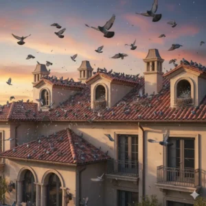 pigeon sur le toit d'appartements