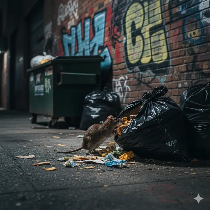 rat mange poubelle